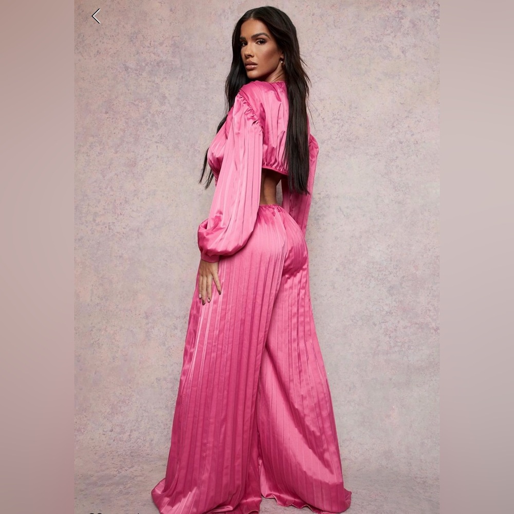 PLEATED CUT OUT WIDE LEG JUMPSUIT